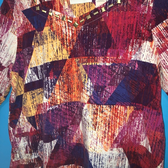 Alfred Dunner Abstract Geometric 3/4 Sleeve Blouse - Picture 6 of 6